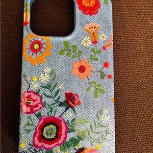 Velvet Caviar Floral Denim Phone Case - Red and Orange